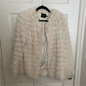 BOOHOO furry white coat